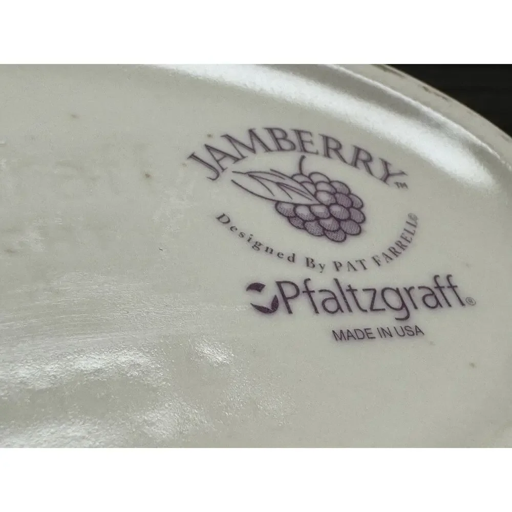 Pfaltzgraff Jamberry Cream Grapes Berries AOP 8.25in Oval Serving Platter
